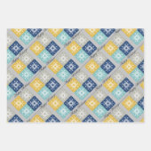 Blaue Weihnachtsschneeflocken Geschenkpapier Set (Vorderseite 2)