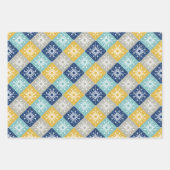Blaue Weihnachtsschneeflocken Geschenkpapier Set (Vorderseite)
