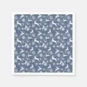 Blaue Weihnachtsschneeflocken Hirsch Muster Serviette (Vorderseite)