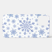 Blaue Weihnachtsschneeflocken im Winter Weiß Case-Mate iPhone Hülle (Rückseite (Horizontal))