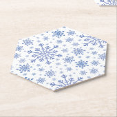 Blaue Weihnachtsschneeflocken im Winter Weiß Untersetzer (angewinkelt)