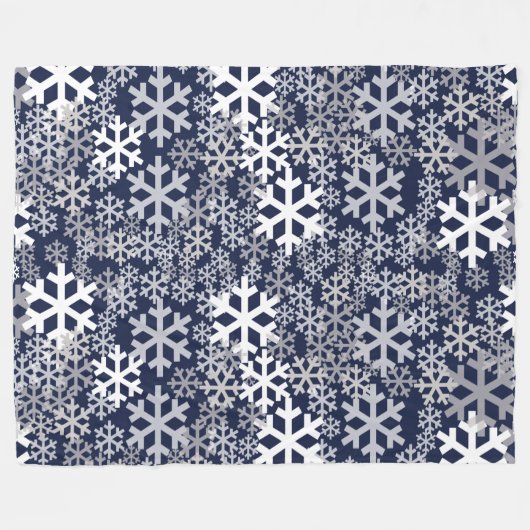 Blaue Weihnachtsschneeflocken Muster Fleecedecke (Vorderseite (Horizontal))