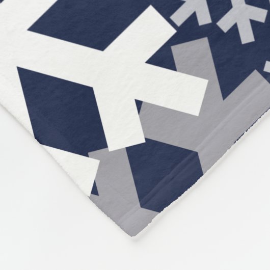 Blaue Weihnachtsschneeflocken Muster Fleecedecke (Ecke)