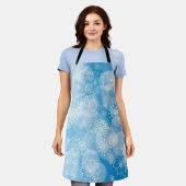 Blaue Weihnachtsschneeflocken Schürze (Getragen)