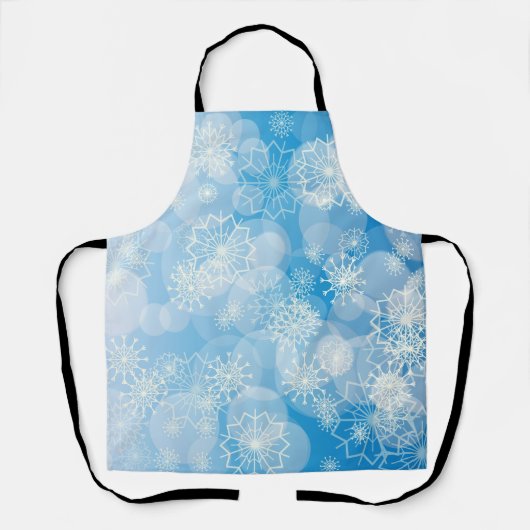 Blaue Weihnachtsschneeflocken Schürze (Vorderseite)