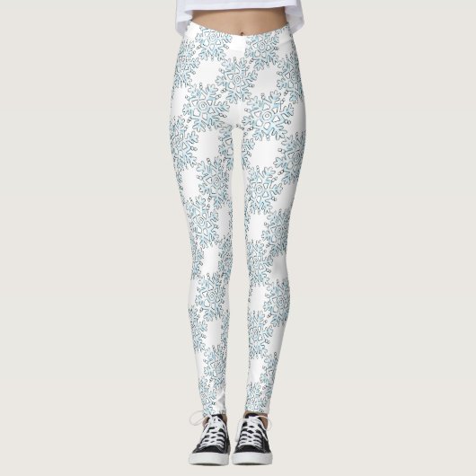 Blaue Weihnachtsschneeflocken, Winter Blizzard Pat Leggings (Vorderseite)