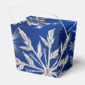 Blaue Weihnachtssterne mit weißem Eiskristall Geschenkschachtel (Rückseite)