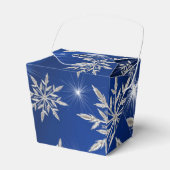 Blaue Weihnachtssterne mit weißem Eiskristall Geschenkschachtel (Vorderseite)