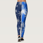 Blaue Weihnachtssterne mit weißem Eiskristall Leggings (Rückseite)