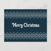 Blaue Weihnachtsstickerei nordische Strickwaren Postkarte (Vorderseite)