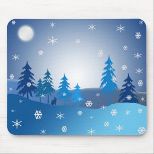 Blaue Weihnachtsszene Mousepad