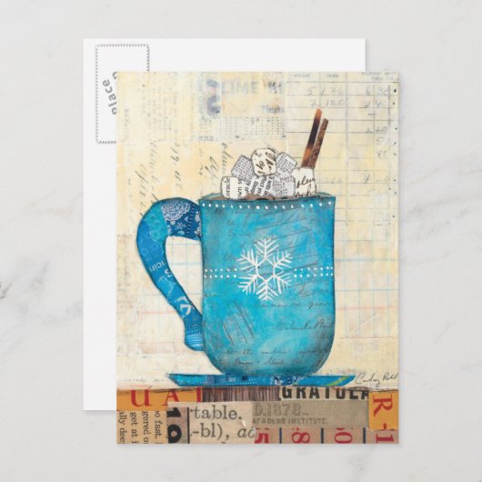 Blaue WeihnachtsTasse Feiertagspostkarte (Vorne/Hinten)