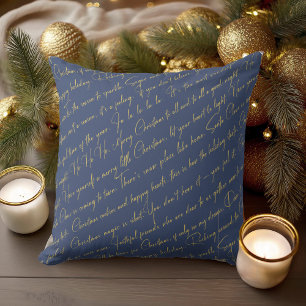 Blaue Weihnachtstypografie-Muster#36 ID1009 Kissen
