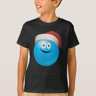 Blaue Weihnachtsverzierung, die eine rote T-Shirt