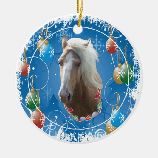 Blaue Weihnachtsverzierung Keramik Ornament (Vorne)