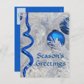 Blaue Weihnachtsverzierungen cutomize Feiertagspostkarte (Vorne/Hinten)