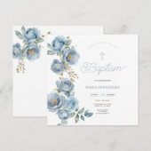 Blaue Weihnachtsvorlage Einladung (Vorne/Hinten)