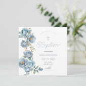 Blaue Weihnachtsvorlage Einladung (Stehend Vorderseite)