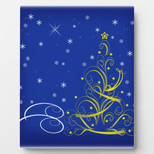 Blaue Weihnachtszeit Fotoplatte