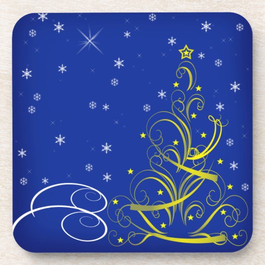 Blaue Weihnachtszeit Getränkeuntersetzer (Vorderseite)
