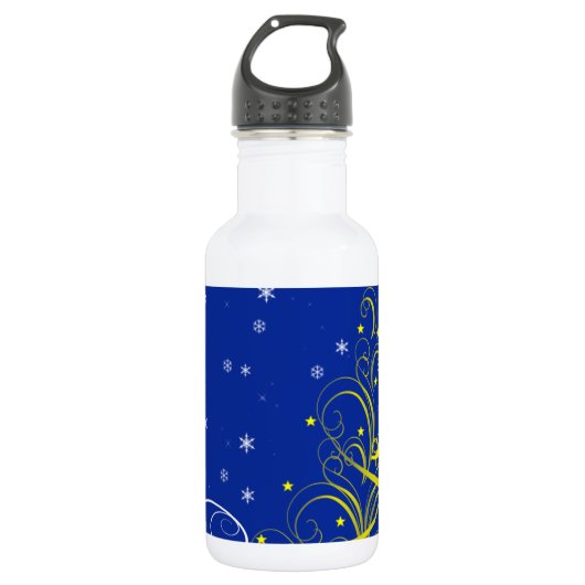 Blaue Weihnachtszeit Trinkflasche (Vorderseite)