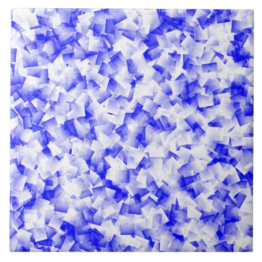 Blaue Weiß Cubism Muster Fliese (Vorderseite)