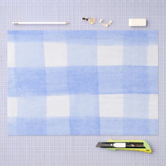 Blaue Weiß Gingham Karo Seidenpapier (Handwerk)