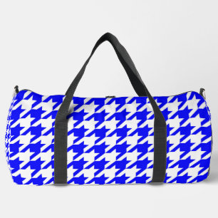 Blaue Weiß Houndstooth Karo Duffle Bag