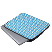 Blaue Weiß Karomuster Laptopschutzhülle (Vorne Knopf)