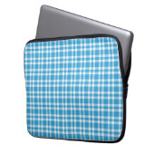 Blaue Weiß Karomuster Laptopschutzhülle (Vorderseite Links)