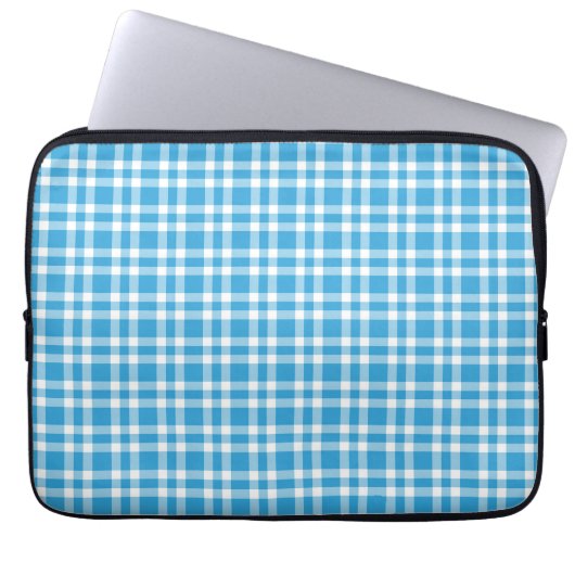 Blaue Weiß Karomuster Laptopschutzhülle (Vorderseite)