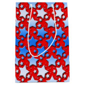 Blaue Weiß-Sterne auf Rot Mittlere Geschenktüte (Vorderseite)