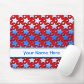 Blaue Weiß-Sterne auf Rot Mousepad (Mit Mouse)