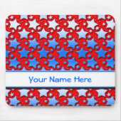 Blaue Weiß-Sterne auf Rot Mousepad (Vorne)