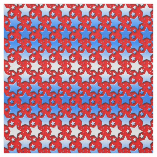 Blaue Weiß-Sterne auf Rot Stoff (Muster)