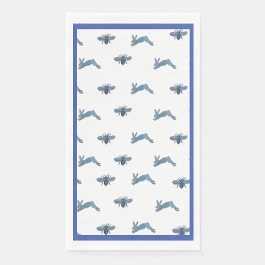 Blaue Weißblütenbiene Serviette (Vorderseite)