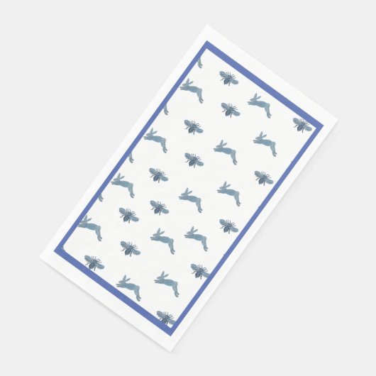 Blaue Weißblütenbiene Serviette (Ecke)