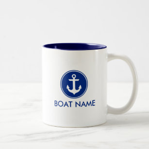Blaue weiße Anker-Boots-Namen-Tasse nautischwB Zweifarbige Tasse