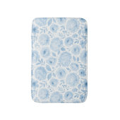 Blaue weiße Aquarell-Blumen Badematte (Vorderseite Vertikal)
