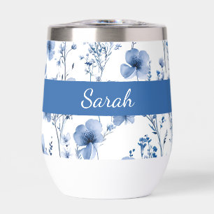 Blaue Weiße Aquarell-Blumen-Wildblumen-Name