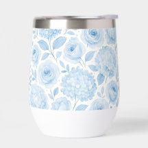 Blaue weiße Aquarell-Blumenmuster