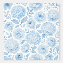 Blaue weiße Aquarell-Blumenmuster