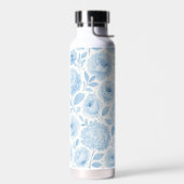 Blaue weiße Aquarell-Blumenmuster Trinkflasche (Links)