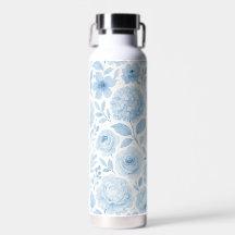 Blaue weiße Aquarell-Blumenmuster