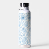 Blaue weiße Aquarell-Blumenmuster Trinkflasche (Rechts)