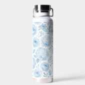 Blaue weiße Aquarell-Blumenmuster Trinkflasche (Rückseite)