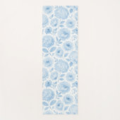 Blaue weiße Aquarell-Blumenmuster Yogamatte (Vorderseite)