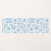 Blaue weiße Aquarell-Blumenmuster Yogamatte (Vorderseite (Horizontal))