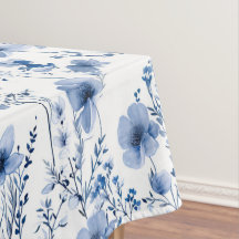 Blaue weiße Aquarell-Wildblumen-Blumenmuster