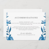 Blaue, weiße Aquarellwoche Hochzeitsunterkunft mit Begleitkarte (Vorne/Hinten)